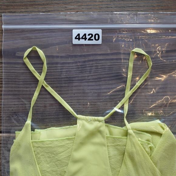 Alice + Olivia Cami Top Medium Lime Green Silk Halter Tunic Y2K Rave Club Dress - Picture 11 of 11